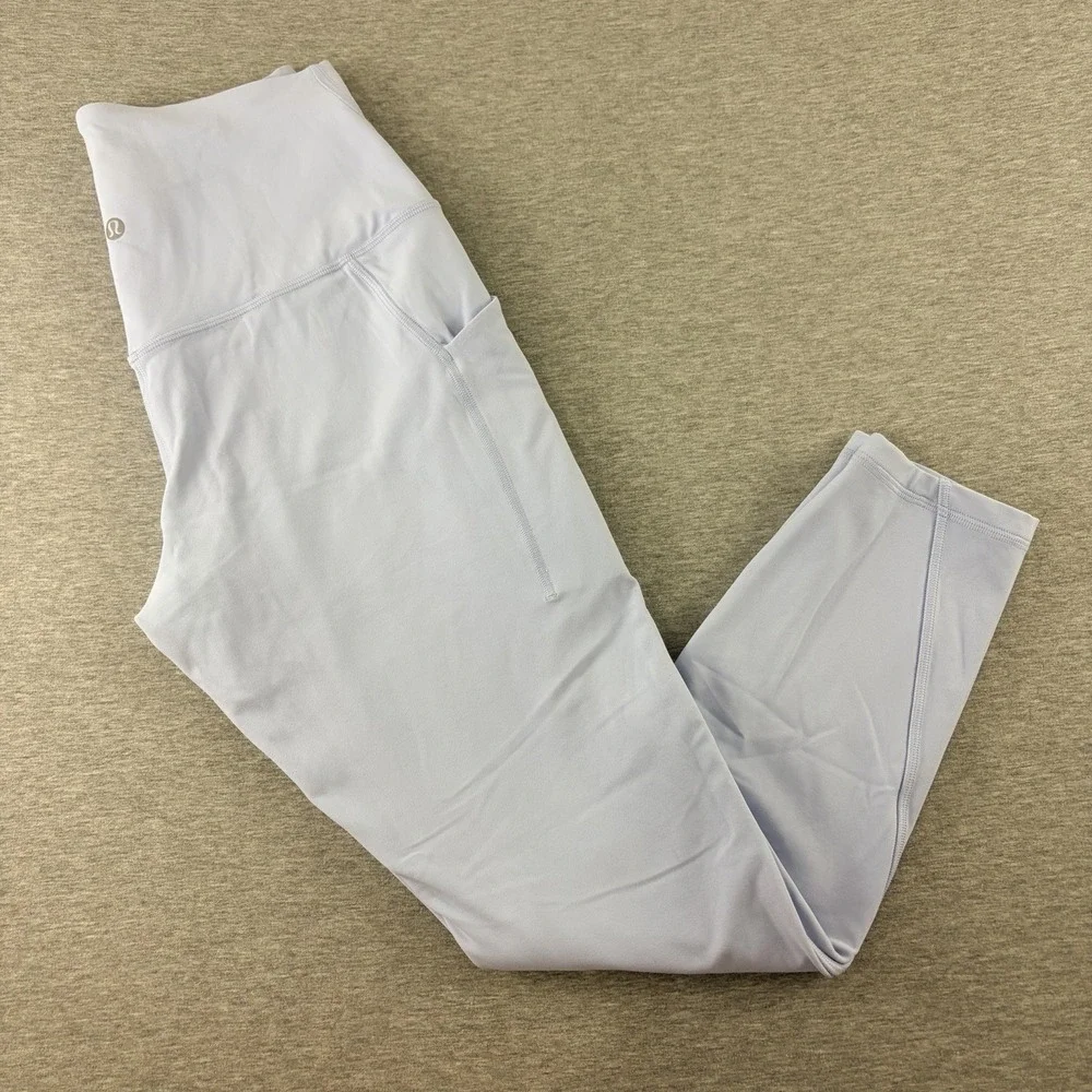 Lululemon Fast and Free High Rise Crop Leggings Women Size 8 Blue Side Pocket